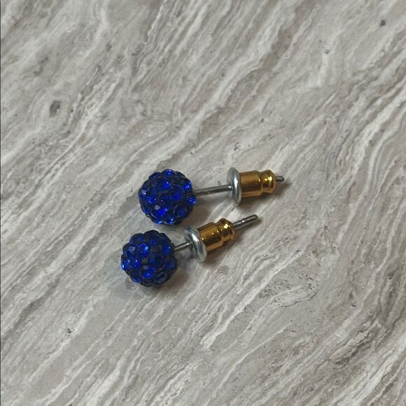 Sparkling Blue Stud Earrings - Picture 2 of 2